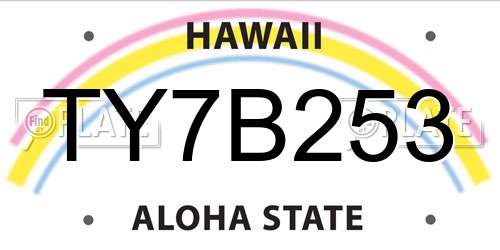 TY7B253 Hawaii License Plate