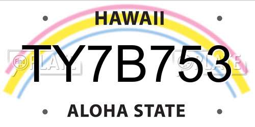 TY7B753 Hawaii License Plate