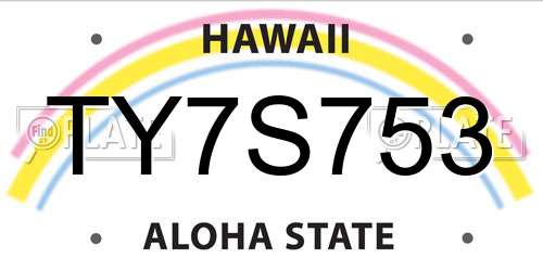 TY7S753 Hawaii License Plate