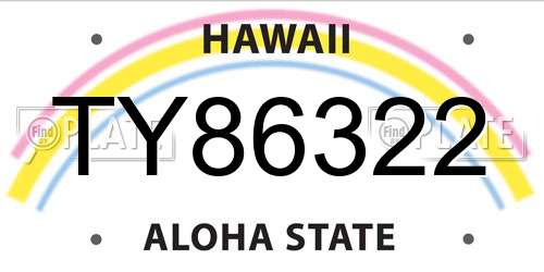 TY86322 Hawaii License Plate