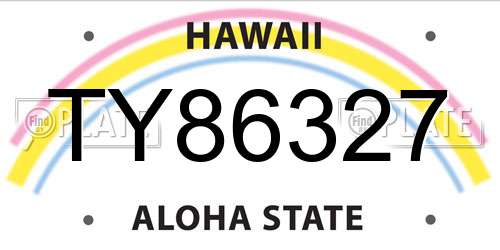 TY86327 Hawaii License Plate