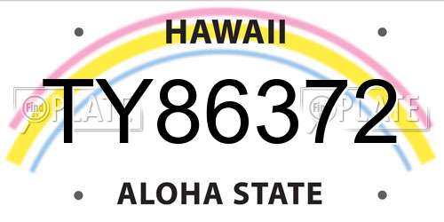 TY86372 Hawaii License Plate
