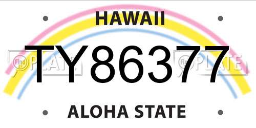 TY86377 Hawaii License Plate
