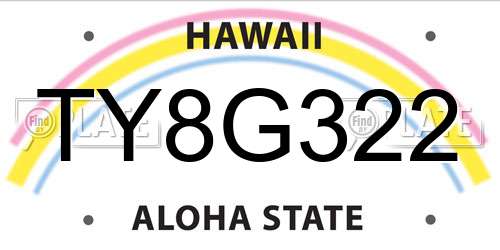 TY8G322 Hawaii License Plate