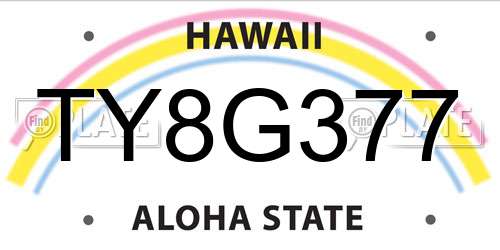TY8G377 Hawaii License Plate