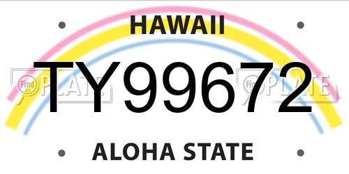 TY99672 Hawaii License Plate