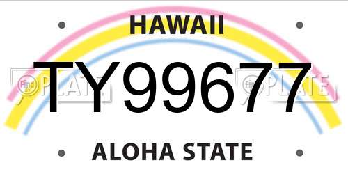 TY99677 Hawaii License Plate