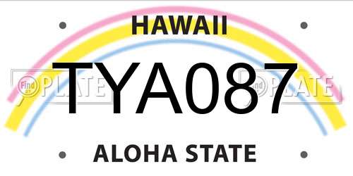 TYA087 Hawaii License Plate