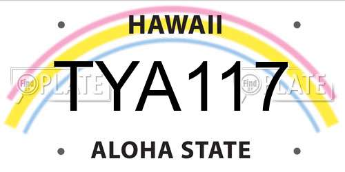 TYA117 Hawaii License Plate