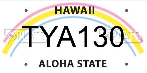 TYA130 Hawaii License Plate