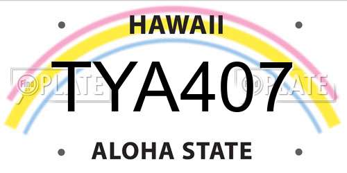 TYA407 Hawaii License Plate