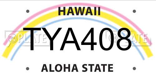 TYA408 Hawaii License Plate