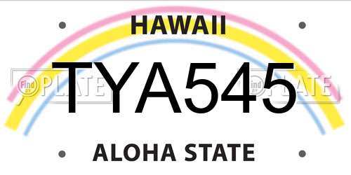 TYA545 Hawaii License Plate