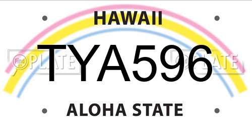 TYA596 Hawaii License Plate