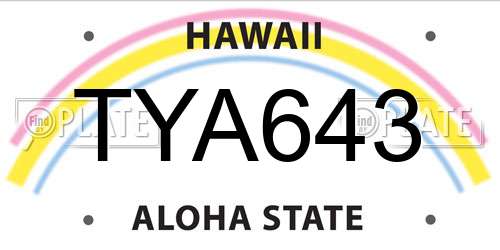 TYA643 Hawaii License Plate
