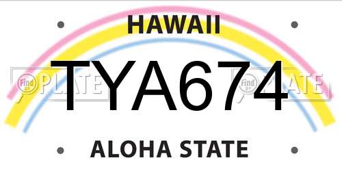 TYA674 Hawaii License Plate