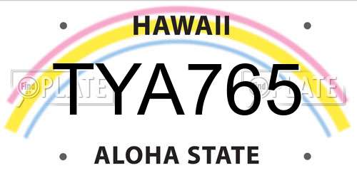 TYA765 Hawaii License Plate