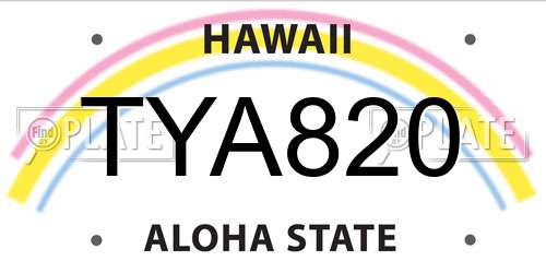 TYA820 Hawaii License Plate