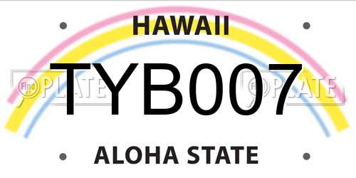 TYB007 Hawaii License Plate