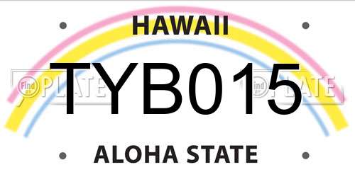 TYB015 Hawaii License Plate