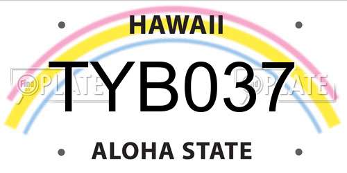 TYB037 Hawaii License Plate