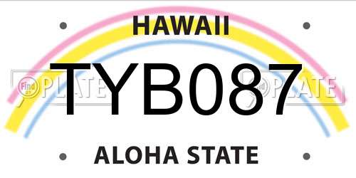 TYB087 Hawaii License Plate