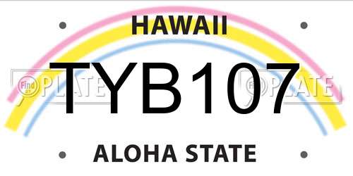 TYB107 Hawaii License Plate