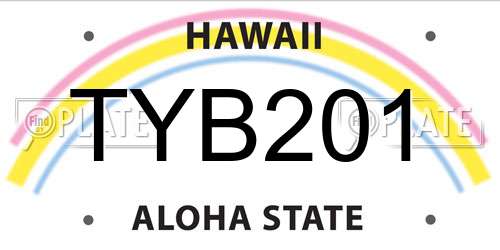 TYB201 Hawaii License Plate