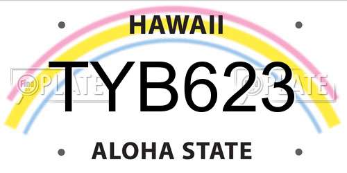 TYB623 Hawaii License Plate