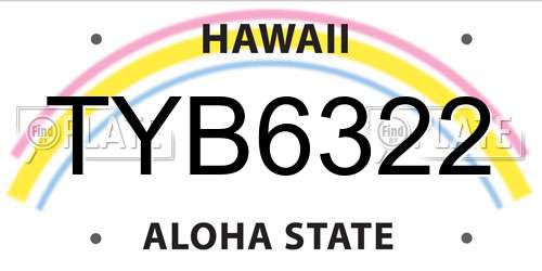 TYB6322 Hawaii License Plate