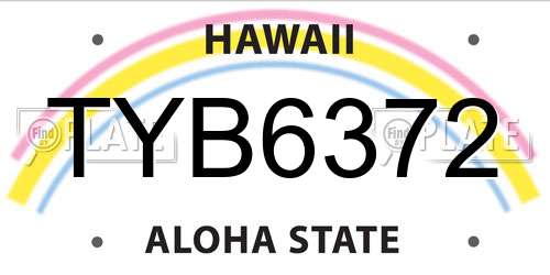 TYB6372 Hawaii License Plate