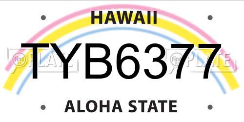 TYB6377 Hawaii License Plate