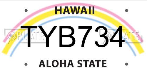 TYB734 Hawaii License Plate