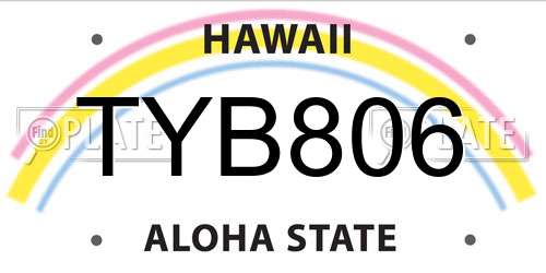TYB806 Hawaii License Plate