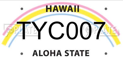 TYC007 Hawaii License Plate