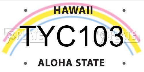TYC103 Hawaii License Plate