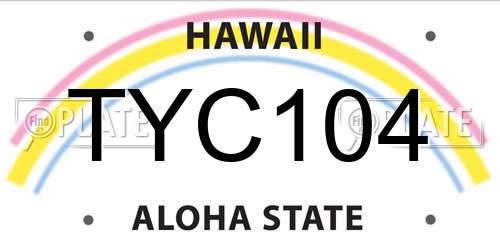 TYC104 Hawaii License Plate