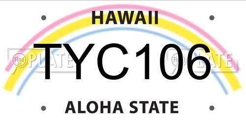 TYC106 Hawaii License Plate