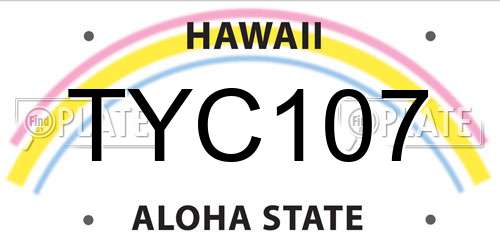 TYC107 Hawaii License Plate