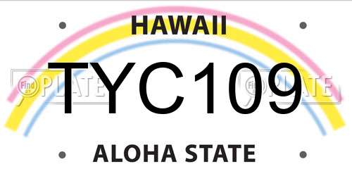 TYC109 Hawaii License Plate