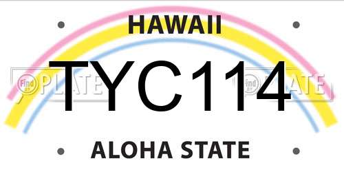 TYC114 Hawaii License Plate