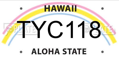 TYC118 Hawaii License Plate