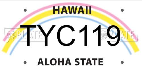 TYC119 Hawaii License Plate