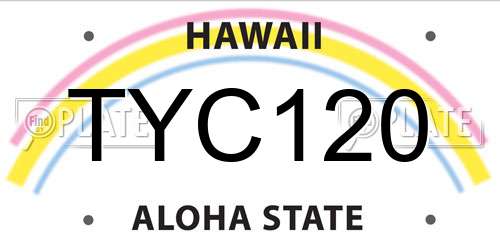 TYC120 Hawaii License Plate