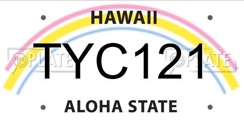 TYC121 Hawaii License Plate