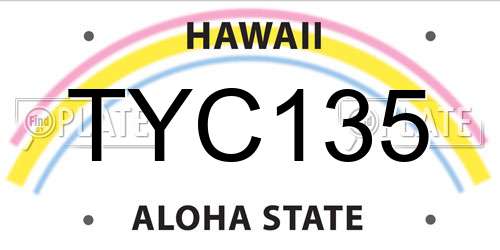 TYC135 Hawaii License Plate