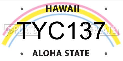 TYC137 Hawaii License Plate
