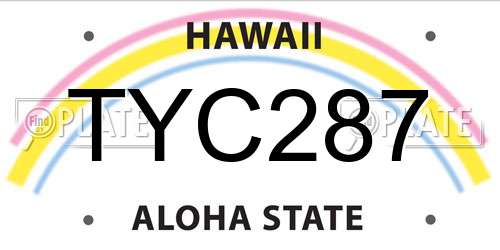 TYC287 Hawaii License Plate