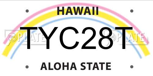 TYC28T Hawaii License Plate