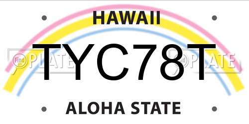 TYC78T Hawaii License Plate